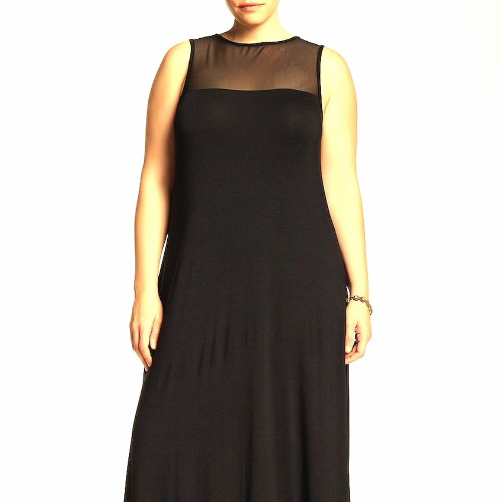 Kenzie Mesh Yoke Maxi Dress Black Maxi Dress